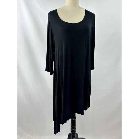 Bryn Walker Dress Black Small Long Sleeve Fit & Flare Scoop Neck Asymmetrical - Picture 1 of 10